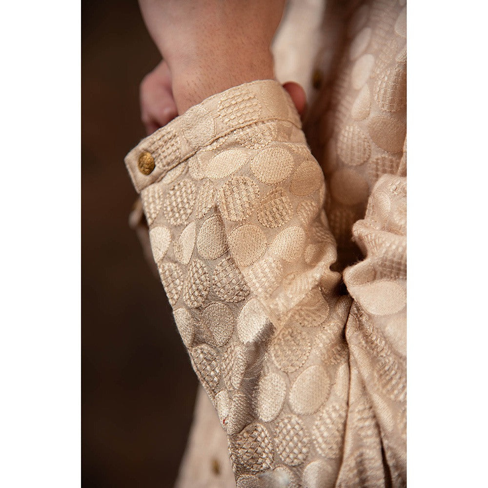 CHAR CHAAND Cream Harmony Chikankari Kurta