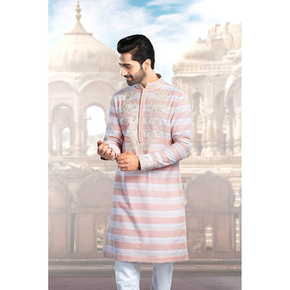 CHAR CHAAND Pink Thread Embroidered Kurta