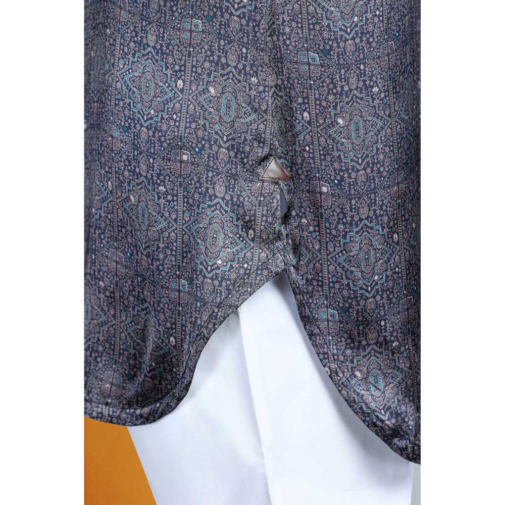 CHAR CHAAND Blue Kaleidoscopic Printed Kurta