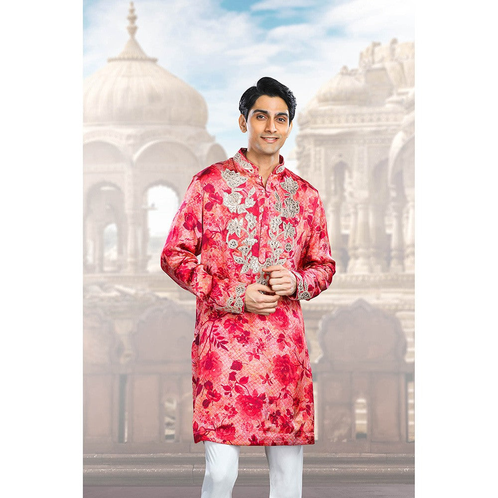 CHAR CHAAND Floral Embellished Rani Pink Kurta