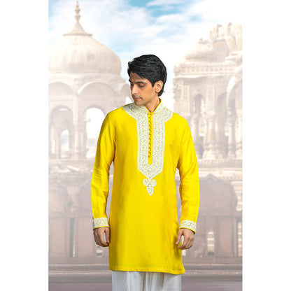 CHAR CHAAND Amber Glow Yellow Kurta for Men