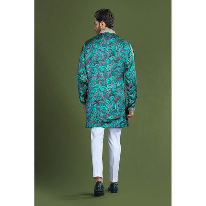 CHAR CHAAND Ocean Teal Embroidered Kurta for Men and Boys