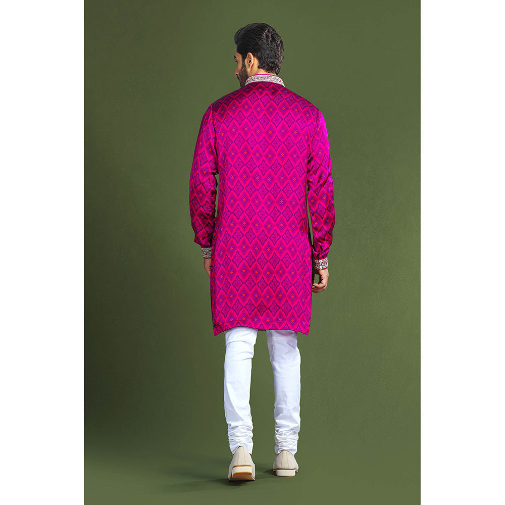 CHAR CHAAND Purple Embroidered Kurta for Men