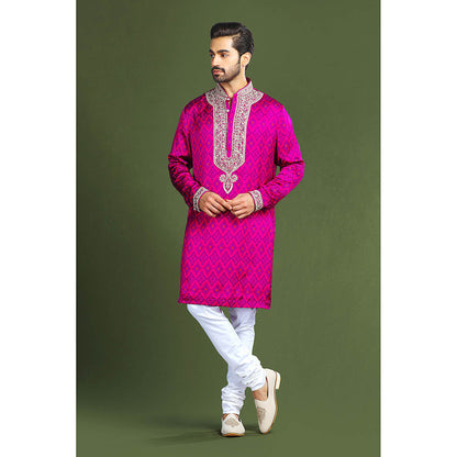 CHAR CHAAND Purple Embroidered Kurta for Men