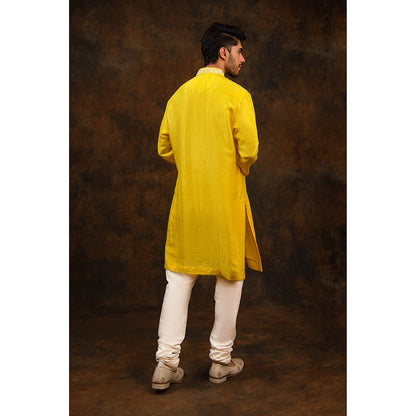 CHAR CHAAND Golden Glow Yellow Embriodered kurta for Men