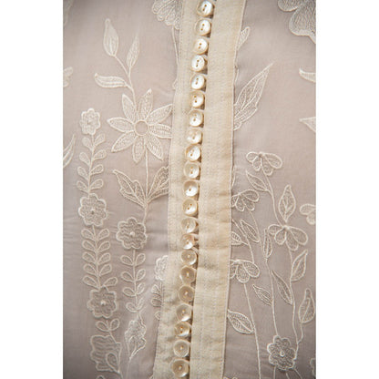 CHAR CHAAND White Floral Silk Kurta