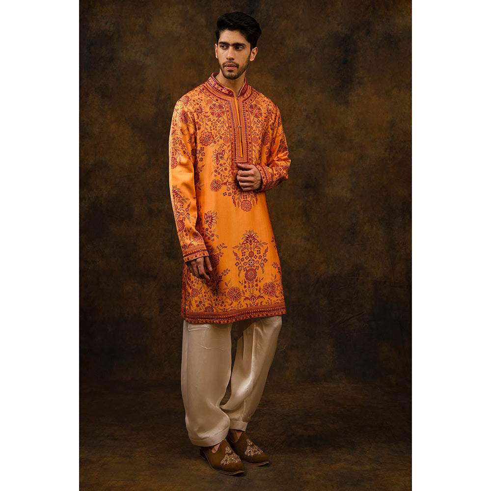 CHAR CHAAND Men Mustard Kurta