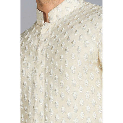 CHAR CHAAND Beige Floral Motif Thread Embroidered Kurta