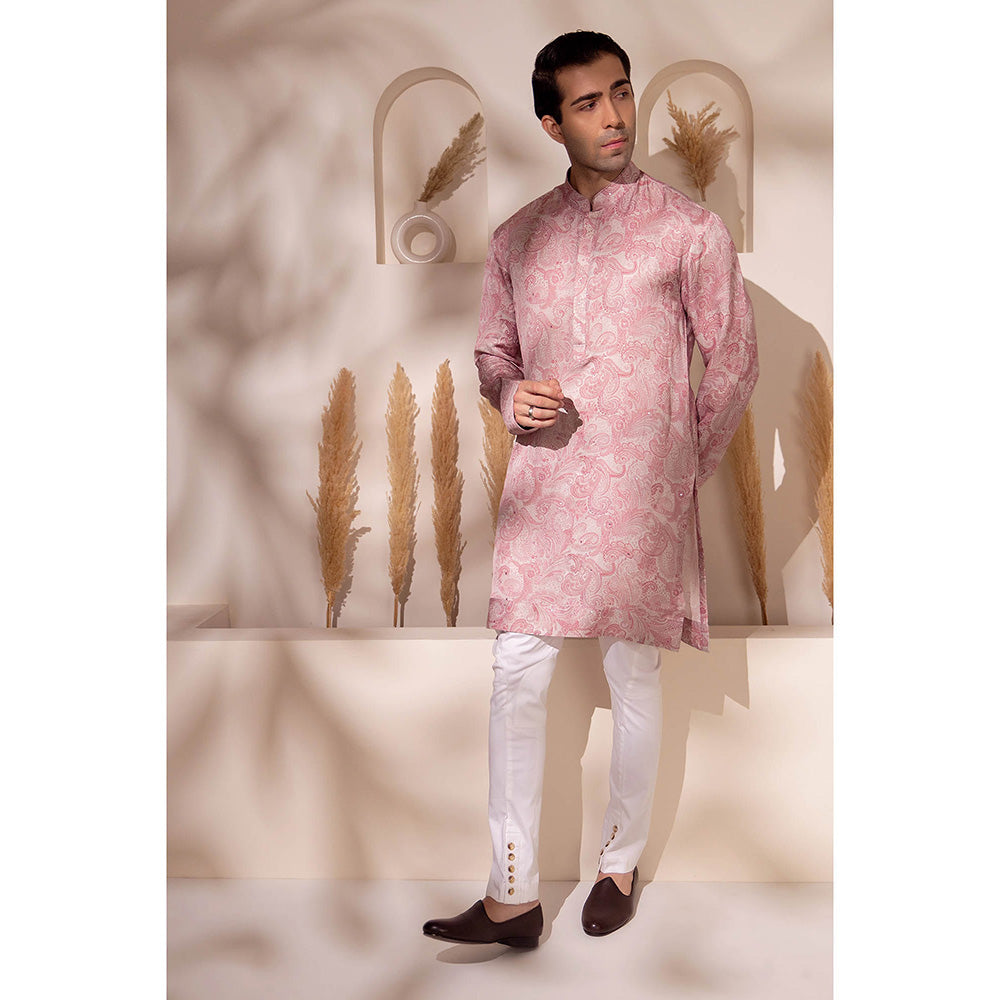 CHAR CHAAND Pink Blush Paisley Printed Kurta