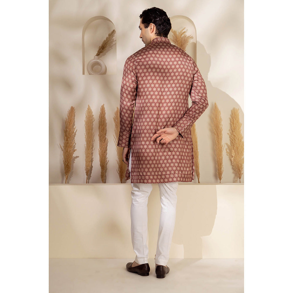 CHAR CHAAND Maroon Garnet Maze Kurta