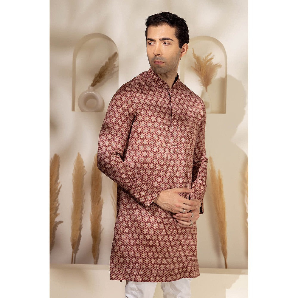 CHAR CHAAND Maroon Garnet Maze Kurta