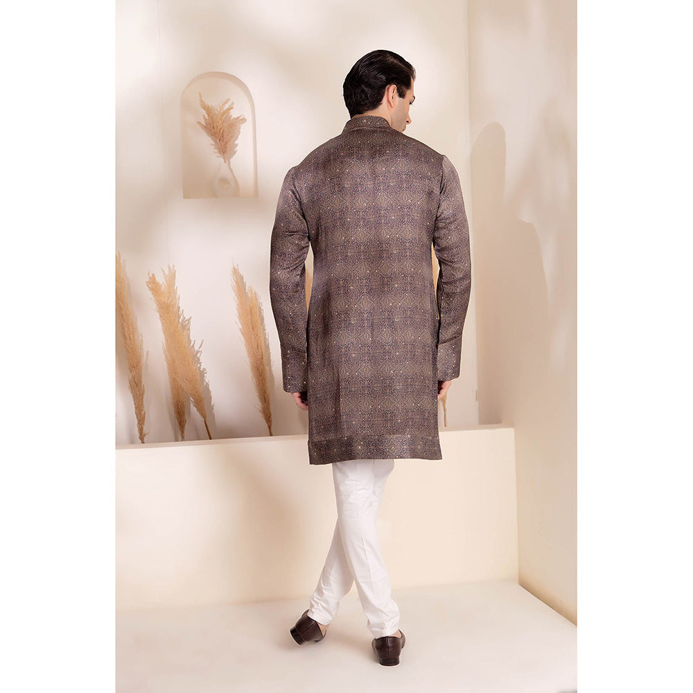 CHAR CHAAND Charcoal Geometric Printed Kurta