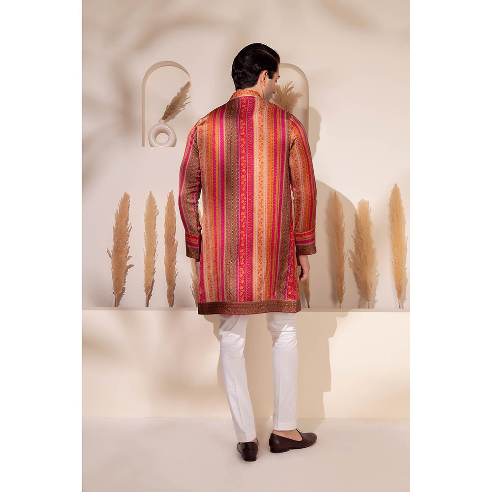 CHAR CHAAND Multi-Color Rangmahal Striped Kurta