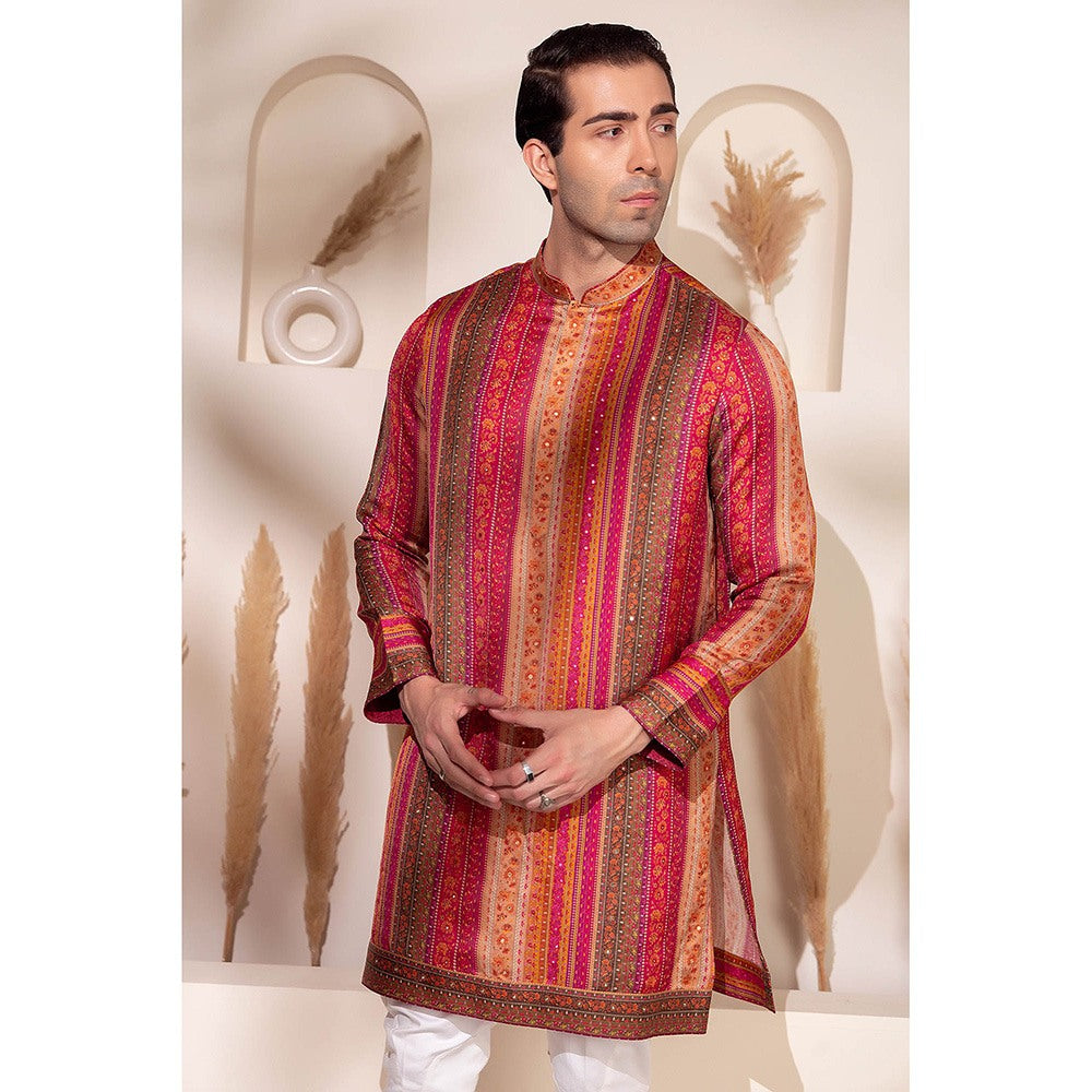 CHAR CHAAND Multi-Color Rangmahal Striped Kurta