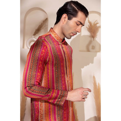 CHAR CHAAND Multi-Color Rangmahal Striped Kurta