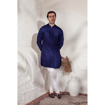 CHAR CHAAND Navy Blue Neelraj Chikankari Kurta