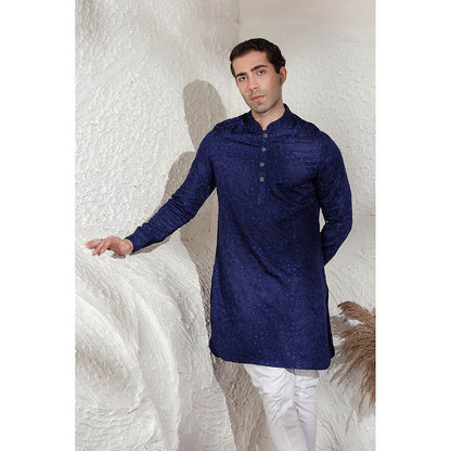 CHAR CHAAND Navy Blue Neelraj Chikankari Kurta