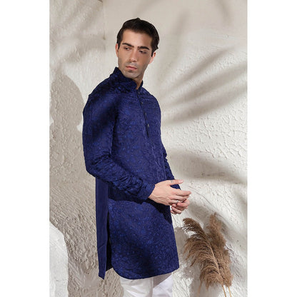 CHAR CHAAND Navy Blue Neelraj Chikankari Kurta