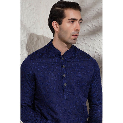 CHAR CHAAND Navy Blue Neelraj Chikankari Kurta
