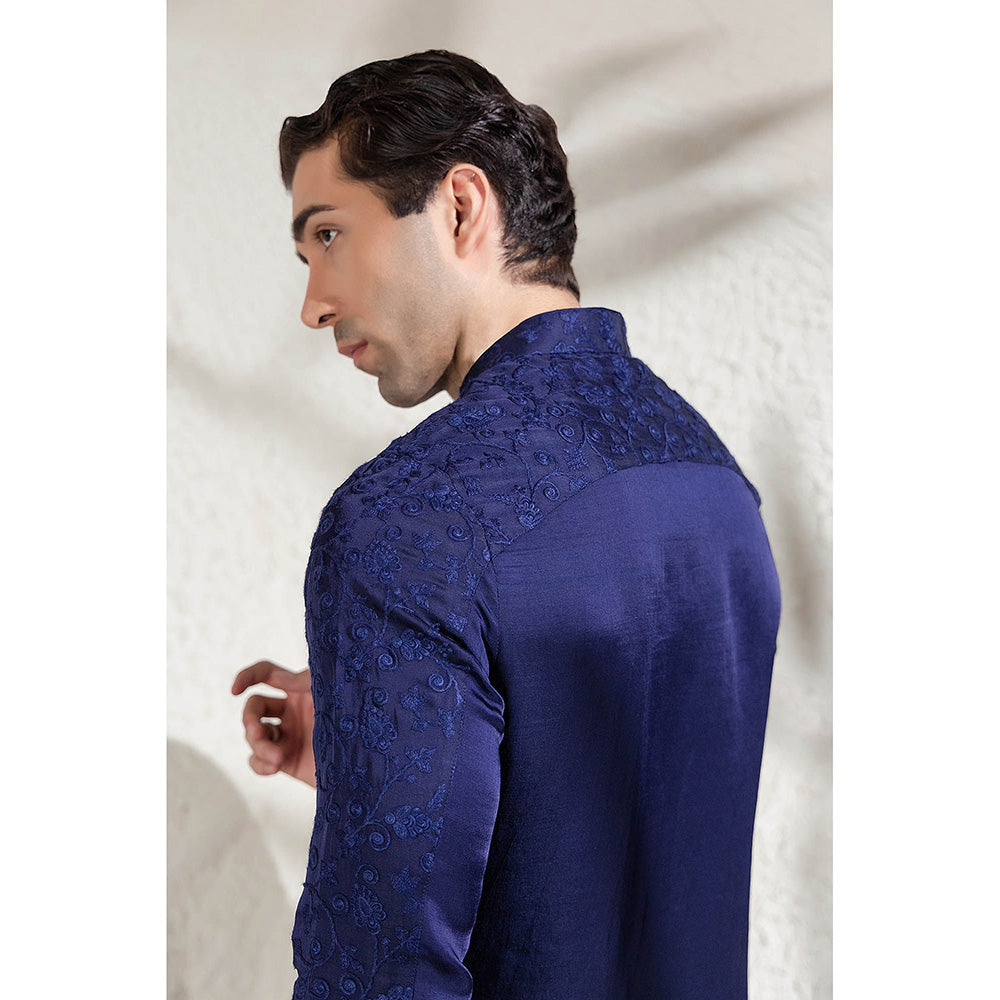 CHAR CHAAND Navy Blue Neelraj Chikankari Kurta