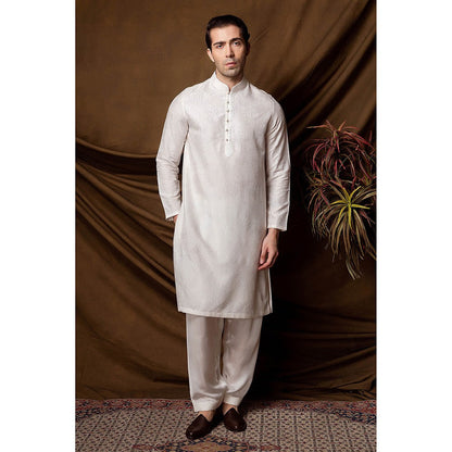 CHAR CHAAND White Baadla Jacquard Kurta