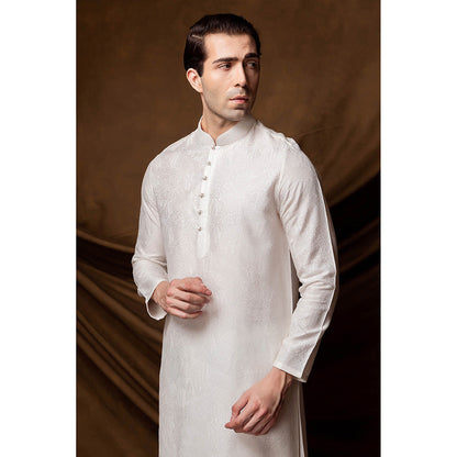 CHAR CHAAND White Baadla Jacquard Kurta