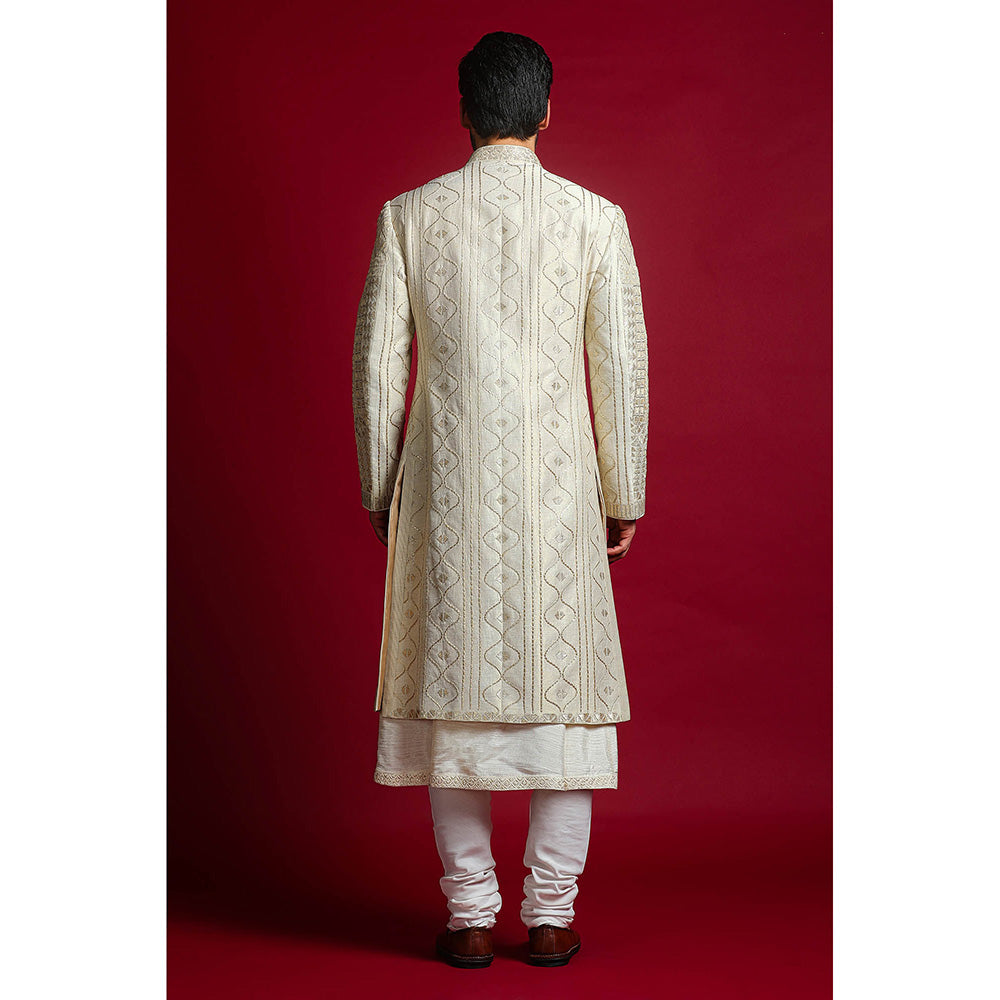 CHAR CHAAND Luxe Ivory Sherwani Set