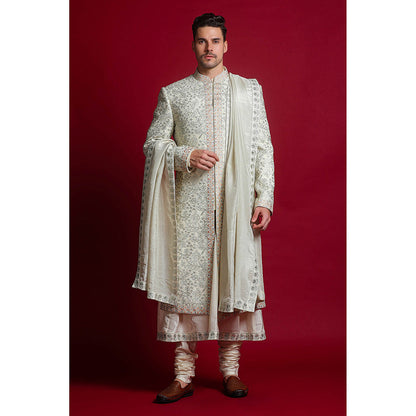 CHAR CHAAND White Royal Embroidered Sherwani Set