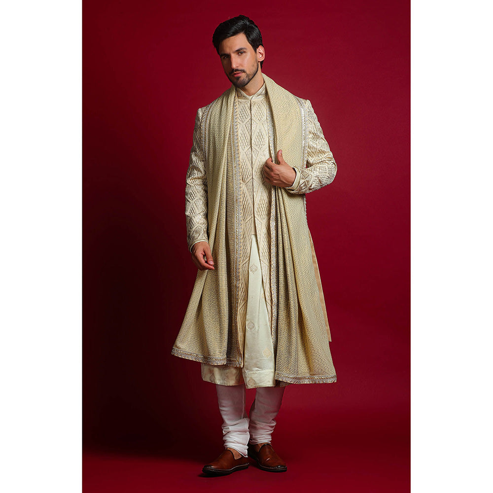 CHAR CHAAND Ivory Majesty Sherwani Set