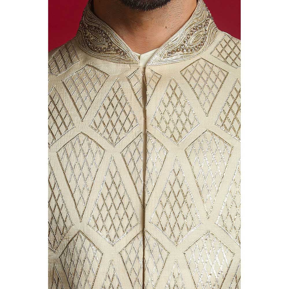 CHAR CHAAND Ivory Majesty Sherwani Set