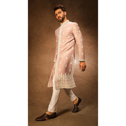CHAR CHAAND Elite Mauvish Peach Embroidery Sherwani Set