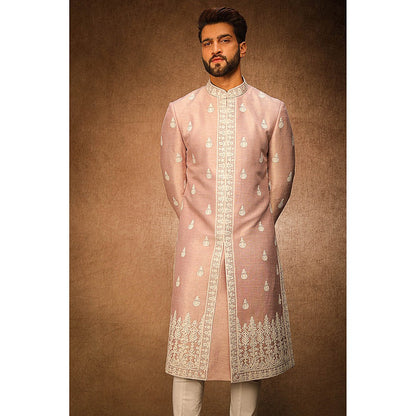 CHAR CHAAND Elite Mauvish Peach Embroidery Sherwani Set
