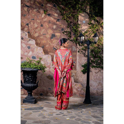 CHAR CHAAND Women Satin Printed Multi-Color Kaftan with Pant