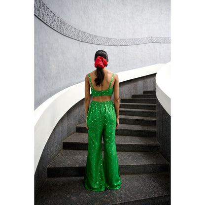 Chamee and Palak Green Remy Jacket with Bustier and Pant (Set of 3)