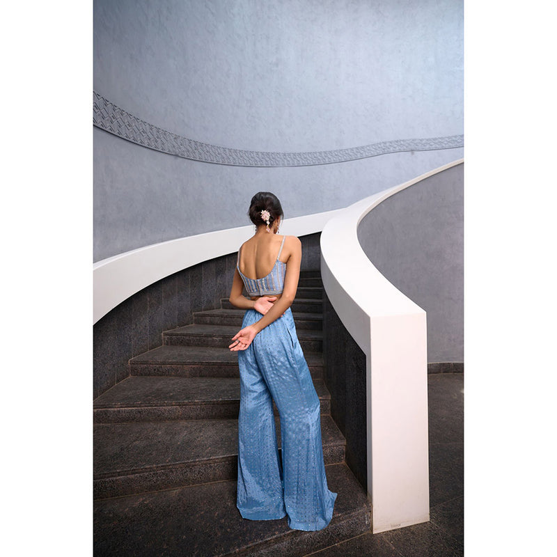 Chamee and Palak Blue Iyana Jacket with Bustier and Jacket (Set of 3)