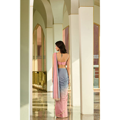 Chamee and Palak Multi-Colour Asmi Pre-Draped Saree with Stitched Blouse