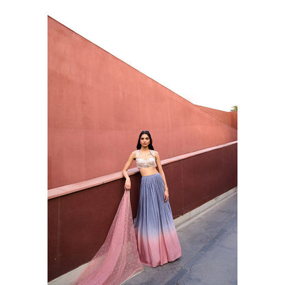 Chamee and Palak Mauve Emily Lehenga with Blouse and Dupatta (Set of 3)