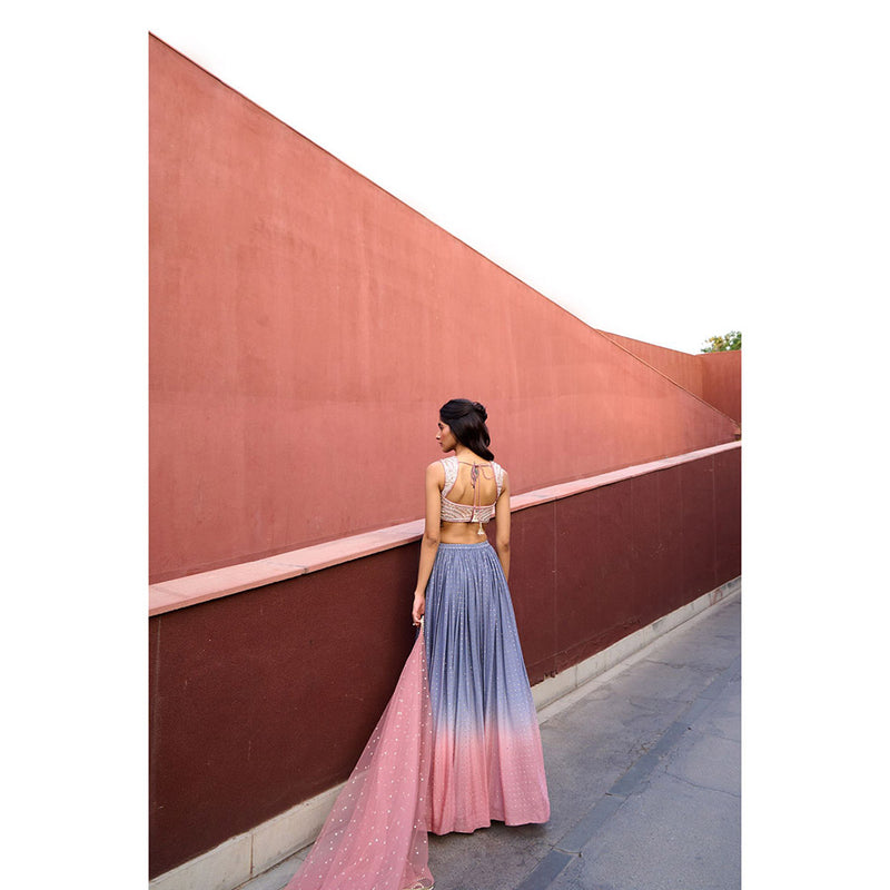 Chamee and Palak Mauve Emily Lehenga with Blouse and Dupatta (Set of 3)