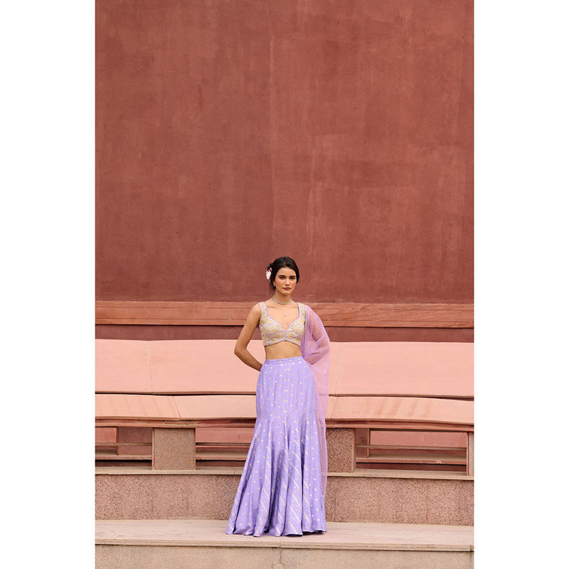 Chamee and Palak Lavender Zara Lehenga with Blouse and Dupatta (Set of 3)