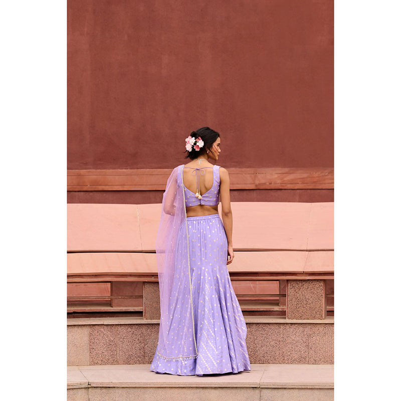 Chamee and Palak Lavender Zara Lehenga with Blouse and Dupatta (Set of 3)