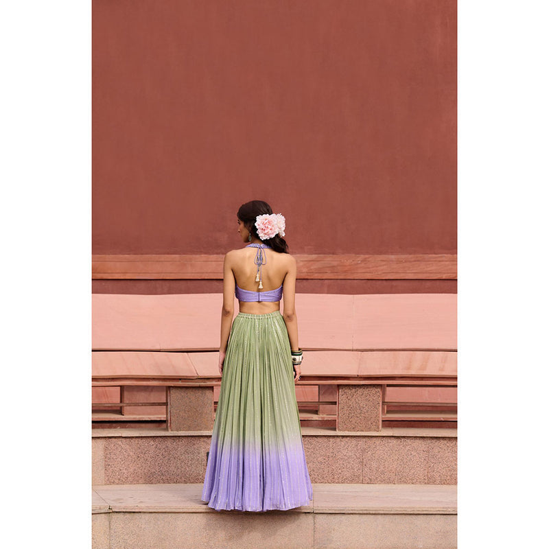 Chamee and Palak Lavender Reina Lehenga with Blouse and Dupatta (Set of 3)