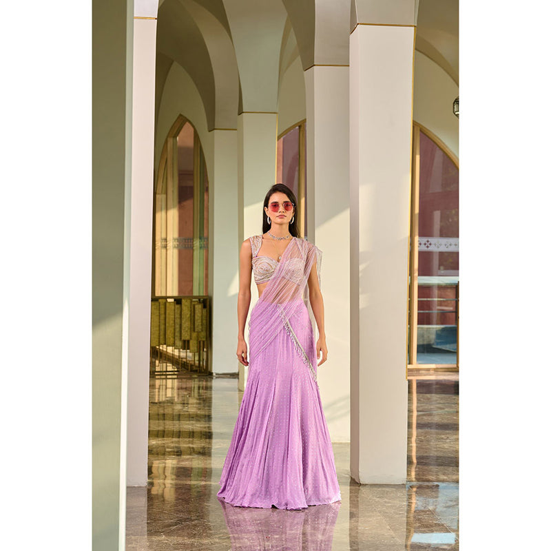 Chamee and Palak Lavender Lehenga with Blouse and Dupatta (Set of 3)