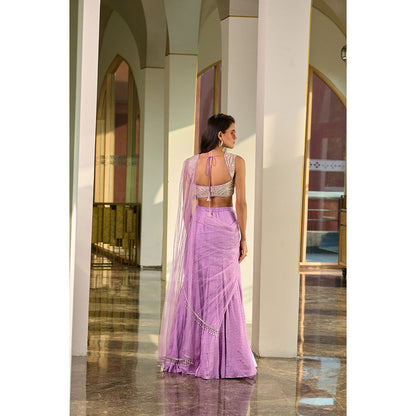 Chamee and Palak Lavender Lehenga with Blouse and Dupatta (Set of 3)