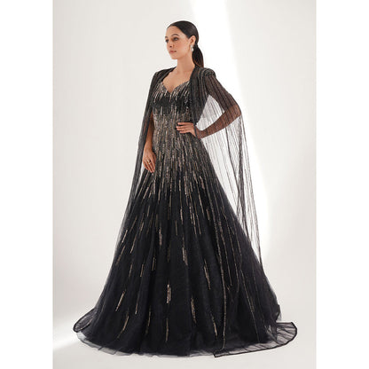 CHAASHNI BY MAANSI & KETAN Black Embellished Gown (Set of 2)