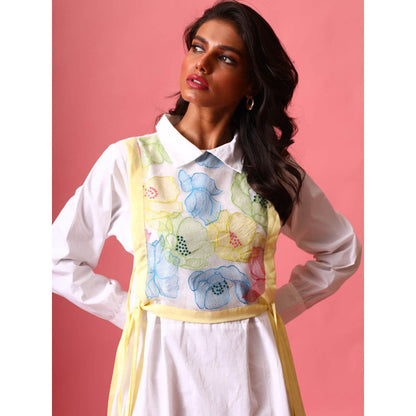 September Spring Asymmetrical Waterlily Dress In White