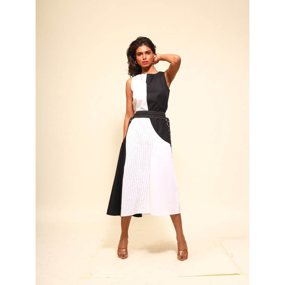 September Spring Black Wave Dress with Belt (Set of 2)