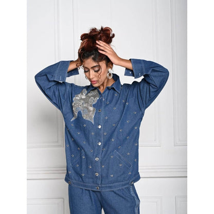 September Spring Blue Star Lit Denim Jacket