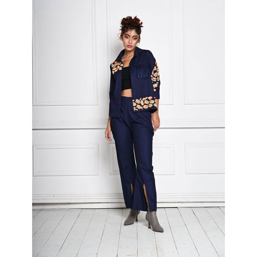 September Spring Navy Blue Mini Jaw Denim Co-Ord (Set of 2)