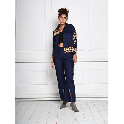 September Spring Navy Blue Mini Jaw Denim Co-Ord (Set of 2)