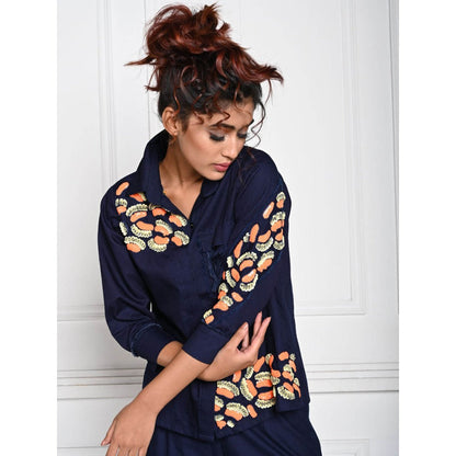 September Spring Navy Blue Mini Jaw Denim Co-Ord (Set of 2)